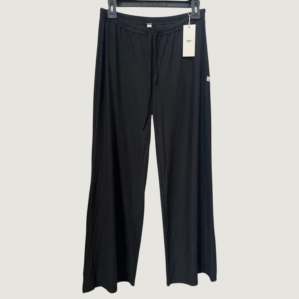 Black Wide-Leg Lounge Pants with Drawstring - Picture 4 of 7